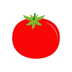 Tomato with leaves flat icon for food apps