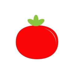 Tomato with leaves flat icon for food apps