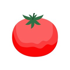 Tomato with leaves flat icon for food apps