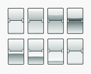 White Mechanical scoreboard vector template; Flip countdown clock counter; Set of mechanical scoreboard mockup