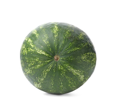 Whole ripe watermelon on white background