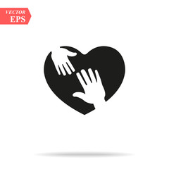 heart icon with caring hands. design white background vector illustration