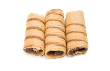 Wafer tubes with chocolate cream isolated