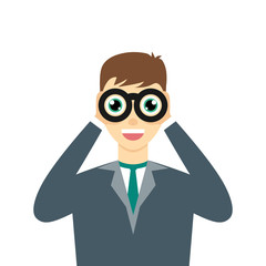 Man with binocular vector illustration.