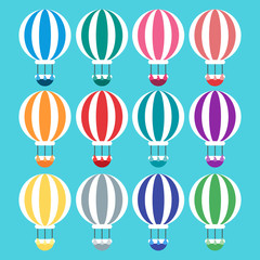  Air balloons, flat style vector illustration