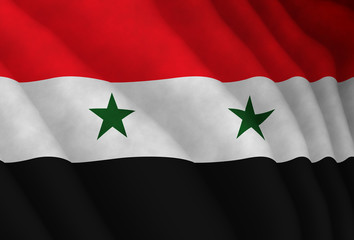 Illustration of a flying Syrian flag