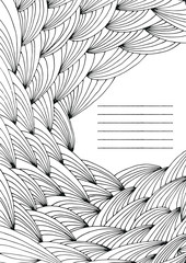 Hand drawing Difficult Abstract Wave Uncolored Adult Coloring book page frame vector