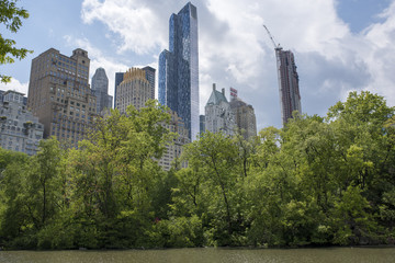 Fototapeta premium New york city skyline within Central park during the summer
