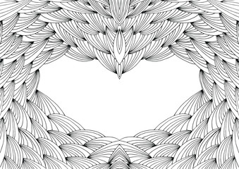 Hand drawing Difficult Abstract Symmetrical Wave Uncolored Adult Coloring book page frame vector