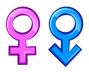 Female and male gender symbol on a white background