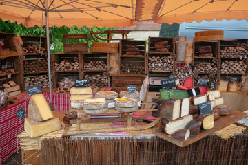 Buying french cheese on farmer's market