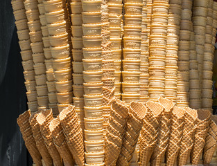 Empty Waffle Ice Cream Cones in view