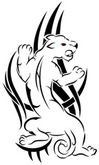 Panther black tribal tattoo pattern on white background