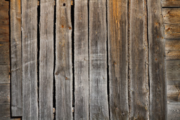 Old dark wooden fence.