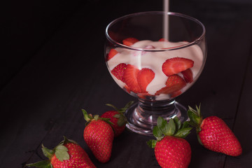 strawberryies with milk cream