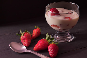 strawberry with milk cream