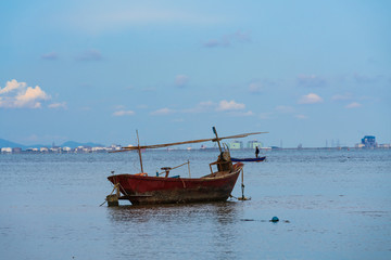 Naklejka na ściany i meble fishing boats on beach
