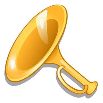 Cartoon bugle isolated on a white background. Vector cartoon close-up illustration.