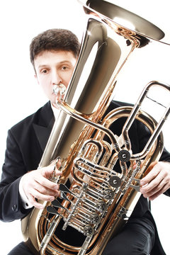 Tuba player brass instrument