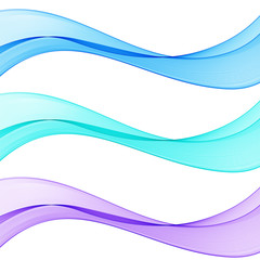 Abstract blue color wave design element. Set Blue wave