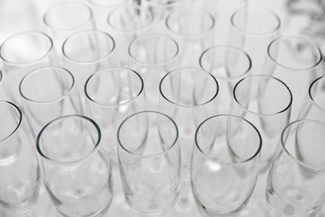 lots of clean wine glasses top view