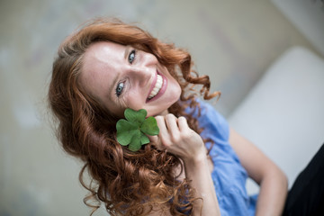 young happy redhead woman