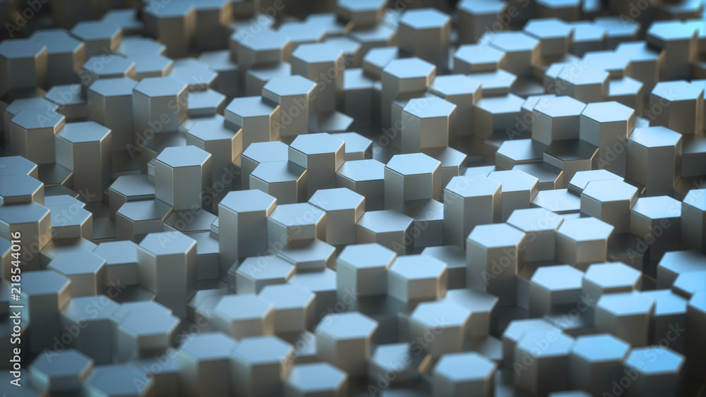 Poster abstract hexagonal geometric background. structure of lots metal hexagons. shiny honeycomb pattern. 