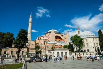 Fototapeta na wymiar Hagia Sophia in Sultanahmet with Clouds