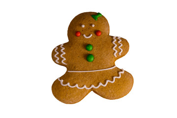Christmas gingerbread girl isolated on a white background