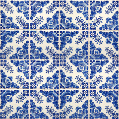 Collection of blue patterns tiles