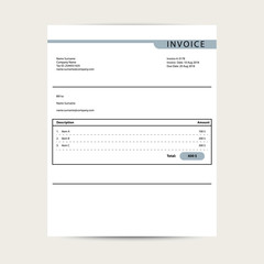 Minimal invoice template vector. Bill finance document sample design.