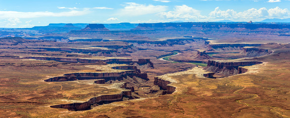 Green River Overlook - A panoramic view of steep and colorful canyons of Green River, Canyonlands National Park,  Utah, USA. 