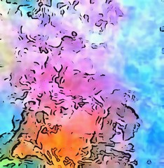 Abstraction painted in oil. Colorful texture background. Multicolored wallpaper graphic design. Pattern for creating artworks and prints. Crazy bright colors style. Cartoon draw.