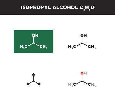 Vector molecule of isopropyl alcohol or isopropanol in several variants - organic chemistry concept