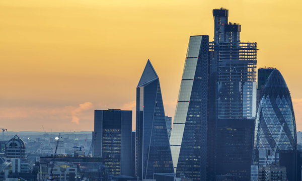 London skyline at sunset
