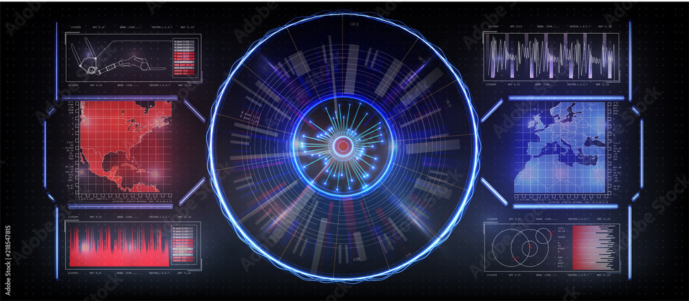 Poster interface of the future, set interface of the tool. hud head-up display. confrontation of the state 