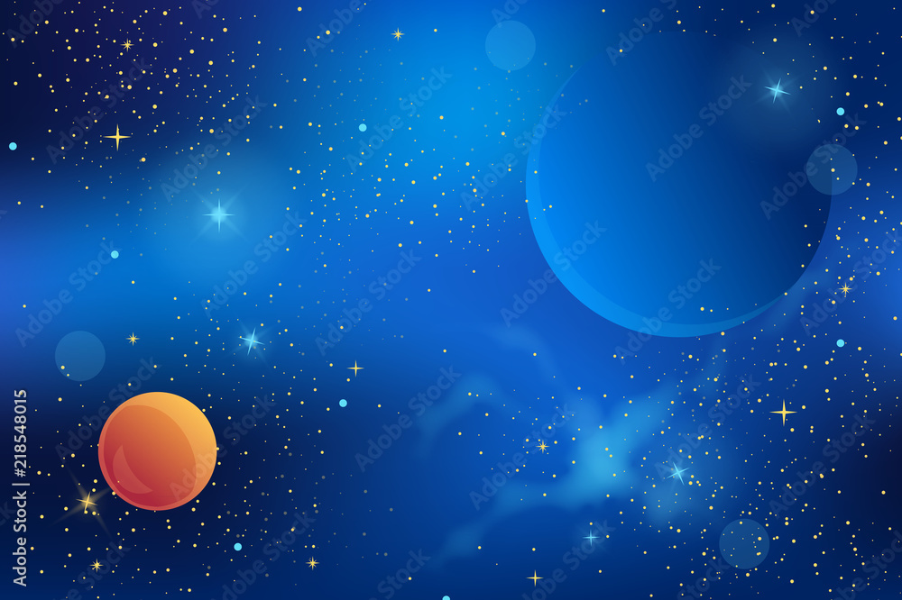 Canvas Prints cosmic background with shining stars and planets. vector illustration