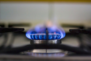 Gas burning from a kitchen gas stove