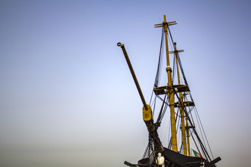 Portuguese frigate ship against blue sky
