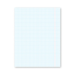 Checkered paper sheet. Blank white notebook page with shadow isolated on  white. Stationery for education and office. Realistic vector illustration.