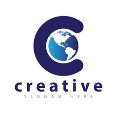 C Letter with Globe logo icon vector