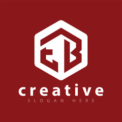 E B Initial letter hexagonal logo vector