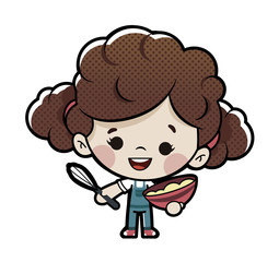 Niña cocinando un pastel
