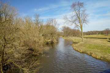 Overlooking scenic river in historic town of Zumbrota Minnesota