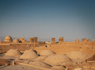 rootops and landscape view of  yazd city old town iran