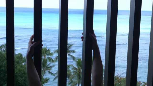 Prisoner in paradise in 4k slow motion 60fps