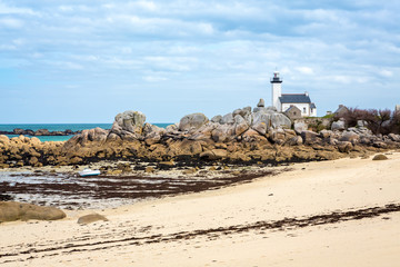 Fototapeta na wymiar Pontusval lighthouse, Bretagne (Brittany), France