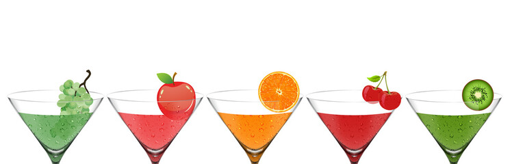 Conjunto de cocktails de diferentes frutas