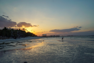 Gorgeous Sunset on Sanibel Beach in Florida before Hurricane Ian