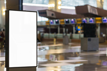 Obraz premium Blank billboard posters in the airport,Empty advertising billboard at aerodrome.